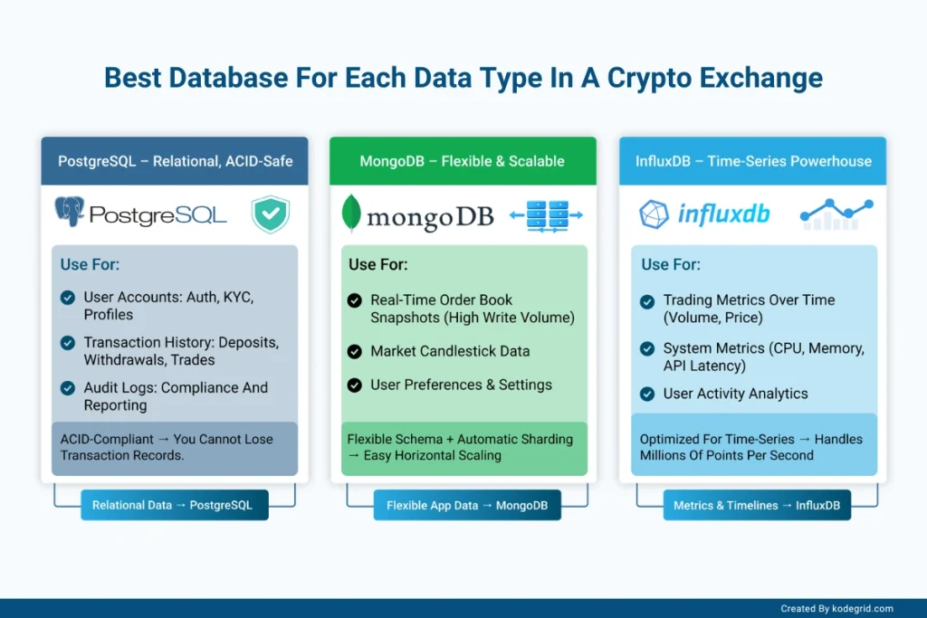 Best Database For Each Data Type In A Crypto Exchange